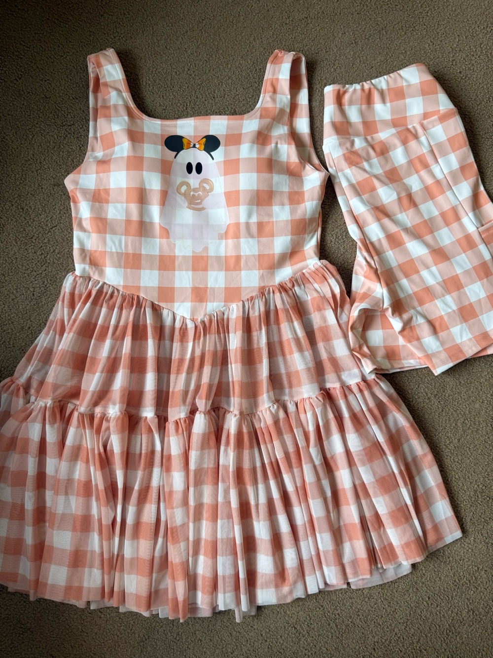MADE BY MOLLY Halloween Pretzel Ghostie Adult Mesh Dress with shorts - Picture 2 of 3